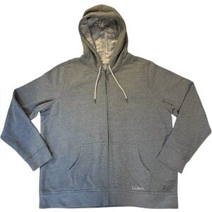 L.L. Bean Camo Cotton Lined Full Zip Gray Hoodie Women’s Size Extra Large